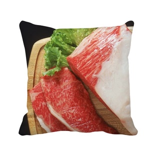 沙发靠垫双面含芯礼物羊腿肉生肉美味食物方形抱枕学校幼儿园装饰