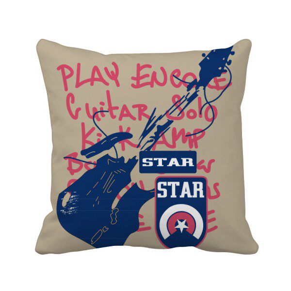吉他音乐乐器心涂鸦插画方形抱枕靠枕沙发靠垫双面含芯礼物