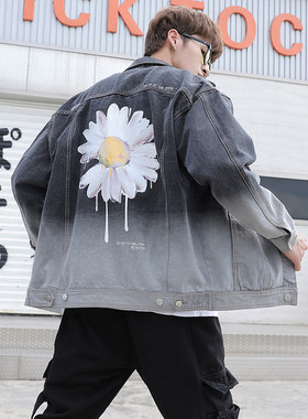 渐变大码雏菊牛仔外套权志龙同款