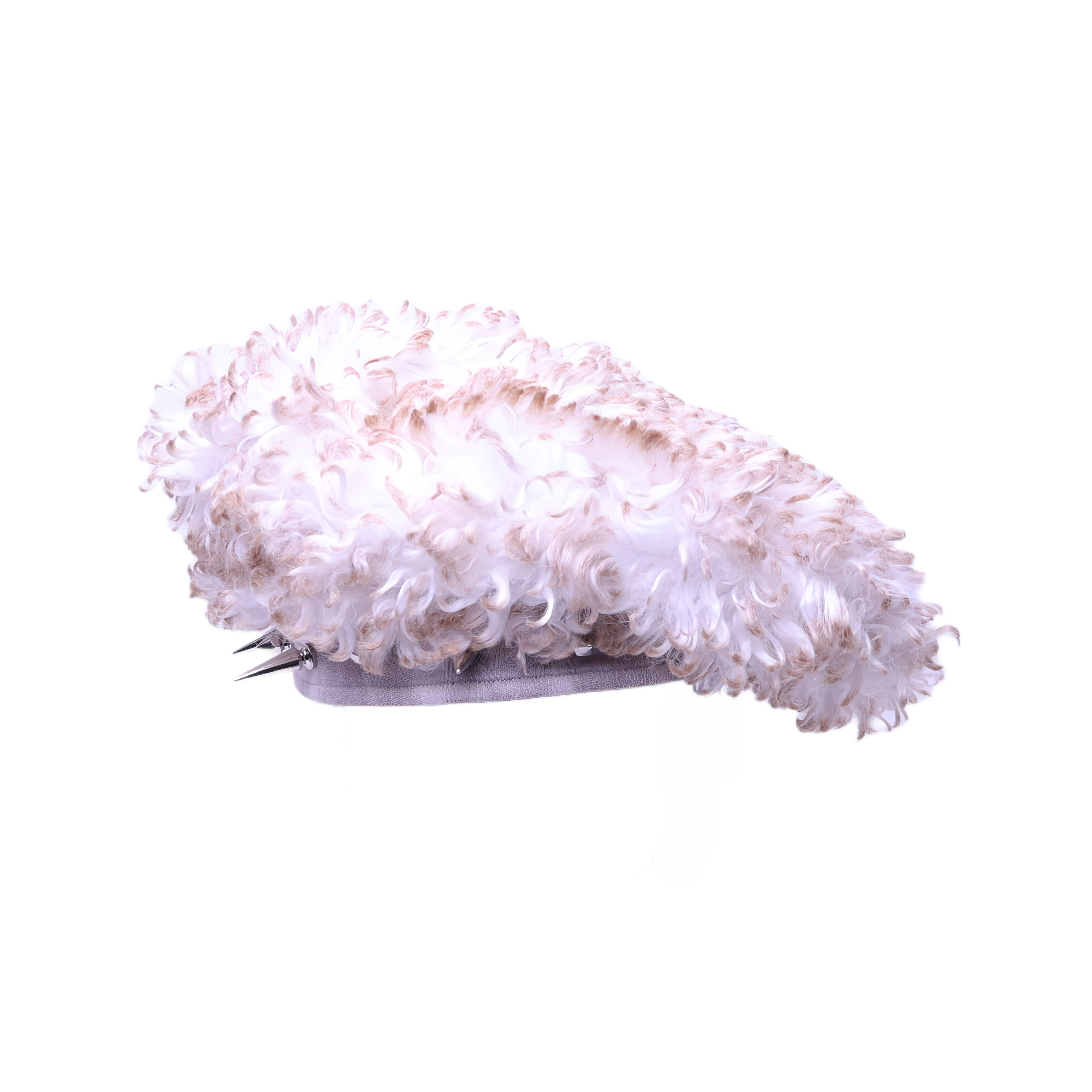 YEZI OD 朋克铆钉尖刺贝雷帽女秋冬防寒保暖加厚羊卷毛绒帽子新款