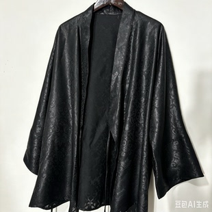 满分桑蚕丝老料香云纱全萝大道袍开衫宽松7分袖新中式复古女夏