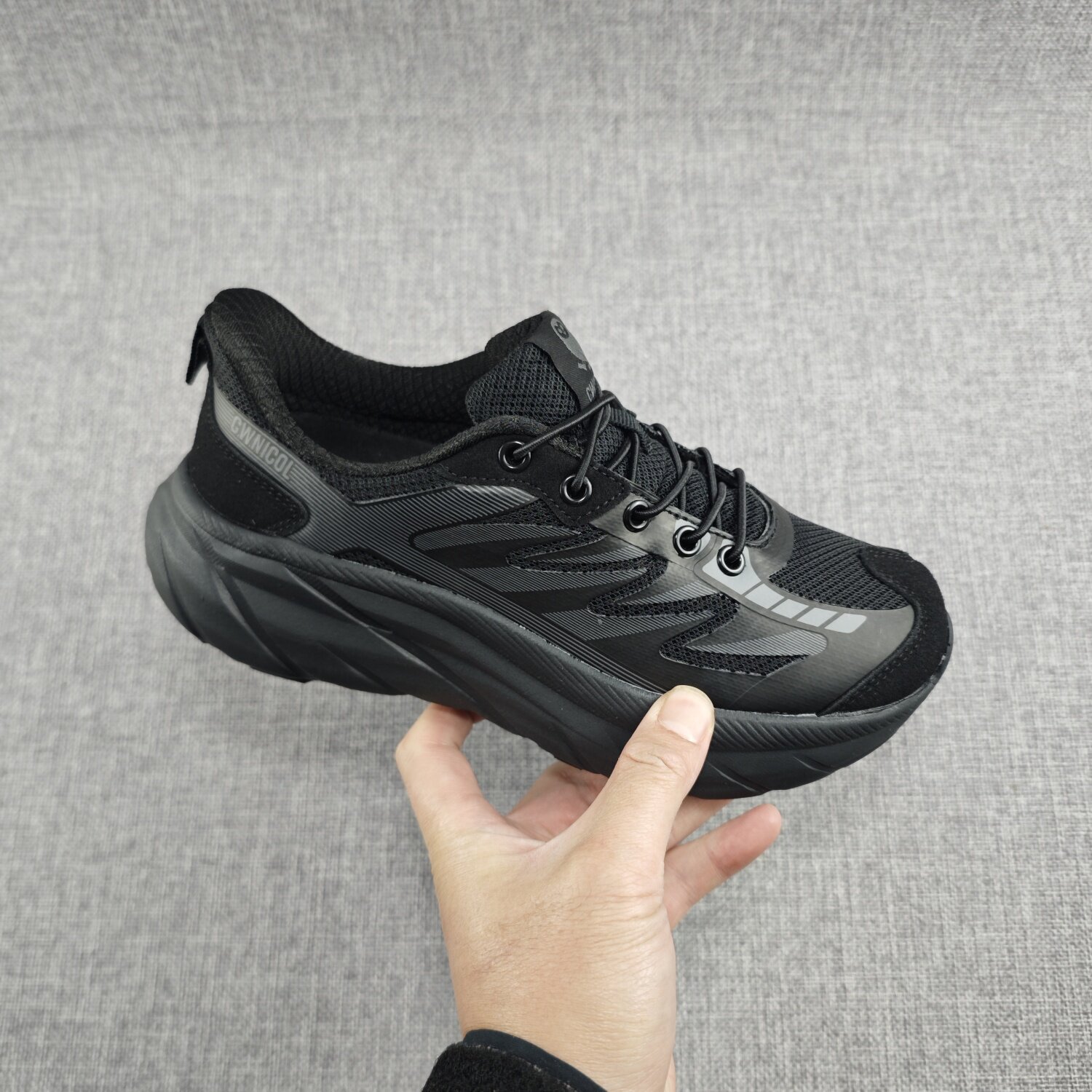 出口日本黑色厚底老爹鞋女士舒适透气减震轻便运动休闲鞋跑步鞋