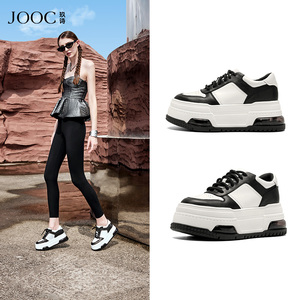 JOOC玖诗厚底增高板鞋女当季热卖增高厚底休闲运动鞋熊猫鞋