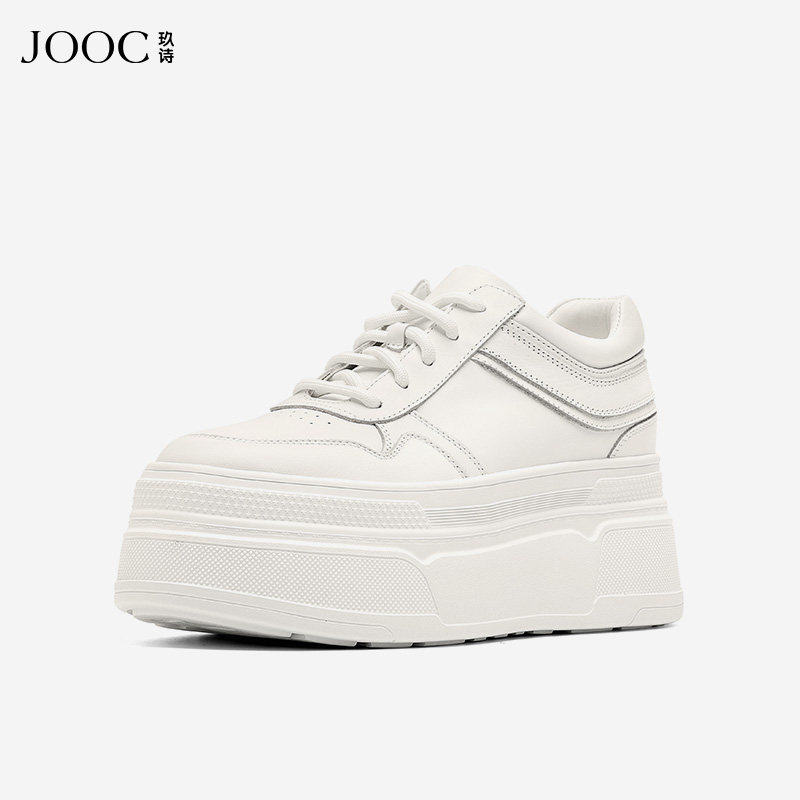 JOOC玖诗板鞋女春夏新款透气百搭增高厚底休闲鞋白色运动鞋