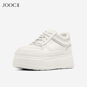 JOOC玖诗板鞋女春夏新款透气百搭增高厚底休闲鞋白色运动鞋