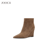 靴 尖头坡跟时装 智感通勤 JOOC玖诗羊猄复古短靴女2025秋冬新款