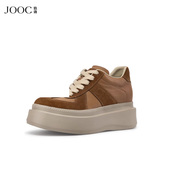 女鞋 JOOC玖诗加绒厚底松糕复古板鞋 新款 美拉德增高德训鞋 当季 热卖
