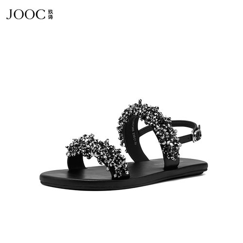 夏季夹趾平底一字带凉鞋JOOC珍珠