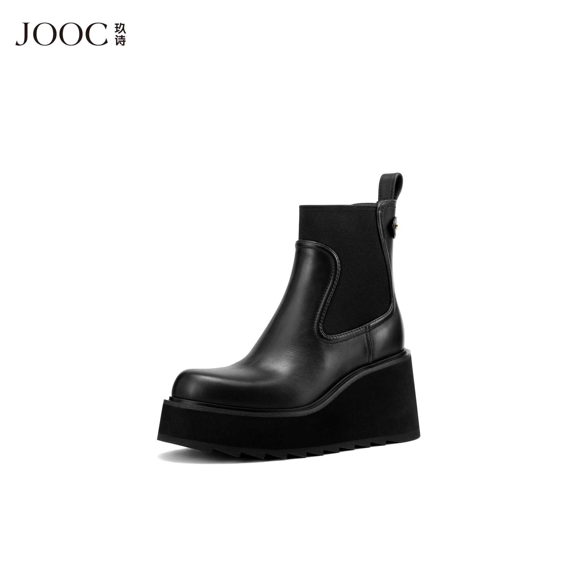 【复古先锋】JOOC玖诗真皮烟筒靴女2026经典热卖厚底切尔西靴短靴