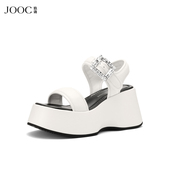 女2026夏季 新款 外穿百搭增高女鞋 JOOC玖诗舒适厚底凉鞋 露趾沙滩鞋
