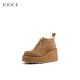 JOOC玖诗厚底雪地靴女2025秋冬新款 老钱风尚 加绒保暖系带棉靴