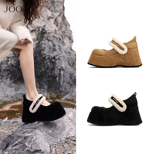 复古萌宠 厚底单鞋 JOOC玖诗羊羔毛玛丽珍鞋 法式 女 2025秋冬新款