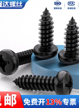 X黑色304不锈钢十字圆头自攻螺丝钉盘头木工M1.4M1.6M1.7M2-M6.3