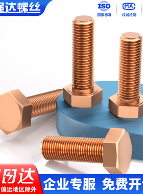 qd强达T2紫铜红铜外六角螺丝电解铜螺栓M4M5M6M8M10M12M16M20M30