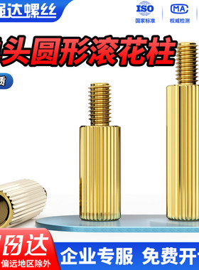 QDM2单通圆形滚花铜柱监控支撑柱单头铜柱安防摄像机隔离间隔螺柱