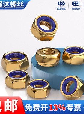 X黄铜防松螺母 非金属嵌件锁紧螺母 尼龙自锁螺帽M4M5M6M8M10M12