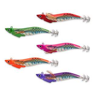 路亚饵鱿鱼钩仿真塑料假鱼饵 铅头木虾带夜光PVC透明盒假鱼饵渔具