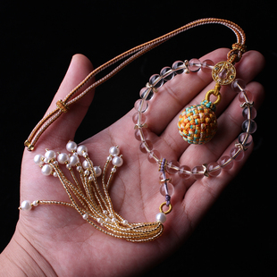 原创流苏穗子编织有球必应水晶玻璃圈绣球挂饰包包挂件汉服配饰挂