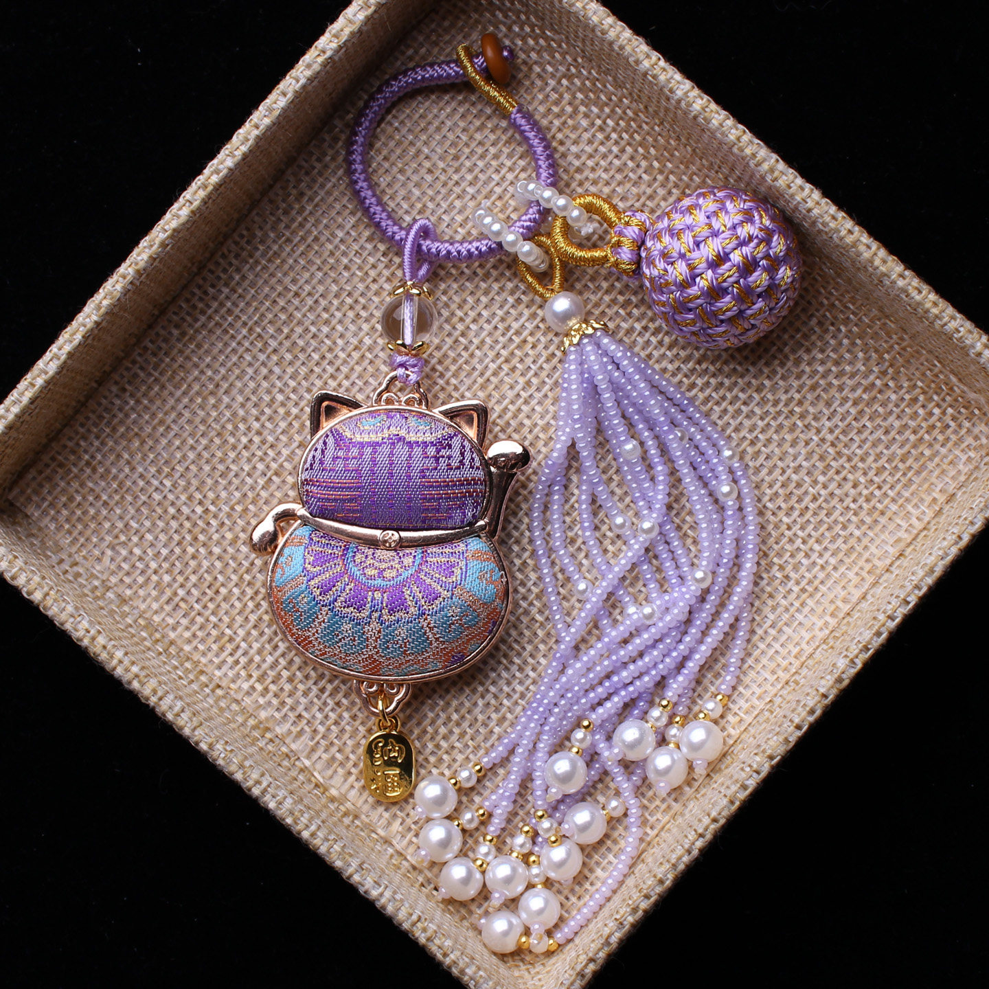 非遗宋锦招财猫流苏穗子包包压襟挂件编织有球必应汉服车钥匙挂饰,饰品/流行首饰/时尚饰品新,压襟挂件,淘宝优惠券,粉丝福利购,淘宝优惠卷