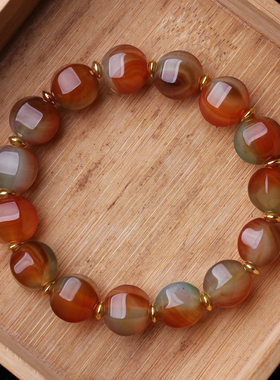 雕刻刻面原色玛瑙手串