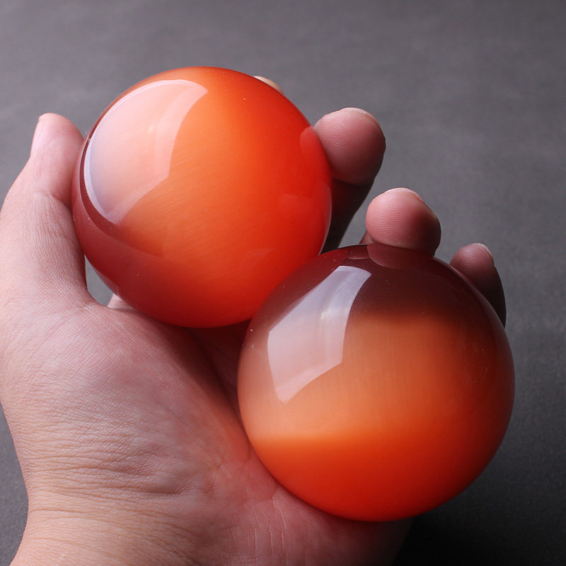 猫眼石橙色猫眼手把球手握球盘玩球把玩球保健按摩球转球练习手球