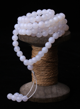 天然白玛瑙108颗多圈佛珠手串