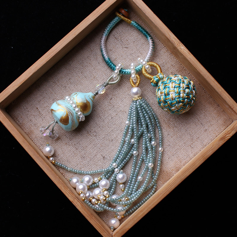 非遗有球必应流苏穗子大漆葫芦纯手工包包挂件汉服旗袍挂饰钥匙坠