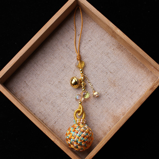 013编织有球必应手机吊坠古风扇子配件绣球包包挂件汉服流苏diy