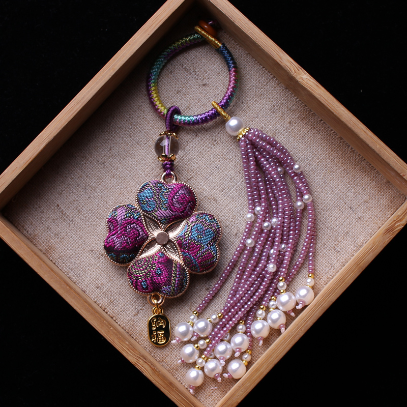 四叶草宋锦非遗成品挂件流苏包挂古风汉服挂饰车挂配饰钥匙扣串饰