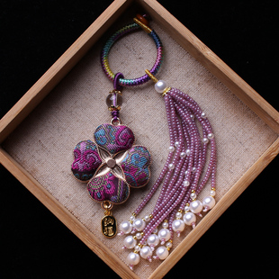 四叶草宋锦非遗成品挂件流苏包挂古风汉服挂饰车挂配饰钥匙扣串饰