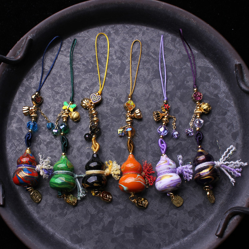 大漆葫芦手机包包挂件DIY配饰配件古风汉服装饰扇子流苏吊坠