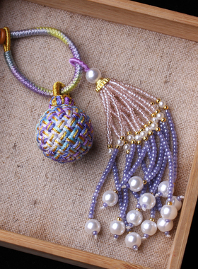 编号16diy流苏配饰手工原创编织配件有球必应包包挂件珍珠尖晶石