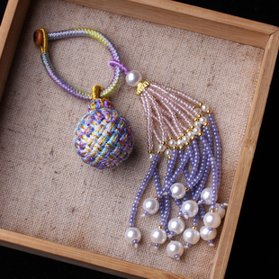 编号16diy流苏配饰手工原创编织配件有球必应包包挂件珍珠尖晶石
