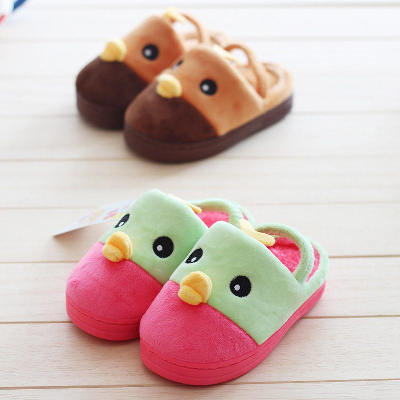 Pantoufles enfants en suède pour hiver - semelle caoutchouc - Ref 1006045 Image 4