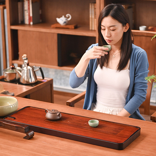 祥福抚琴现代长河高端竹制家用干泡台茶台茶具托盘茶海茶几茶盘