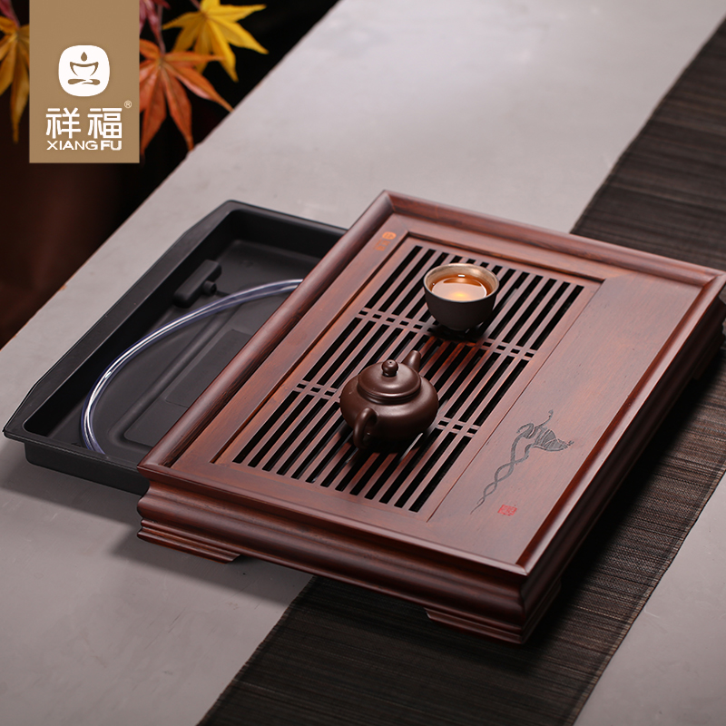 祥福储水两用大号长方形塑料茶盘