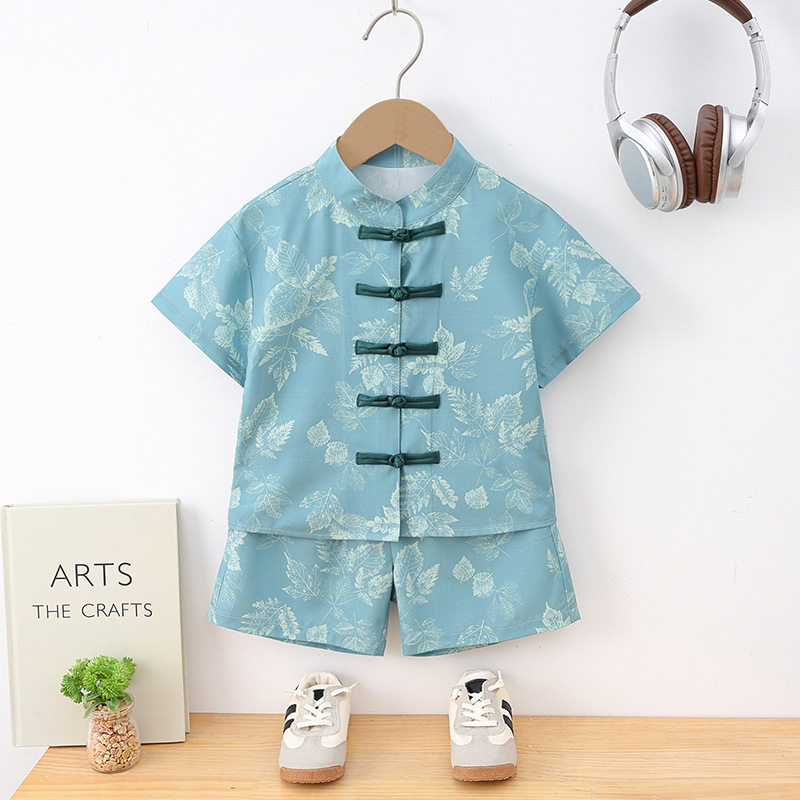 男童中国风时尚两件套中式唐装古风六一表演服短袖短裤套装国风,童装/婴儿装/亲子装,儿童运动套装,淘宝优惠券,粉丝福利购,淘宝优惠卷