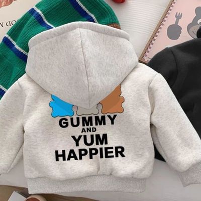 银狐绒卡通秋冬卫衣2025新款儿童加绒男童连帽保暖宝宝上衣春秋款