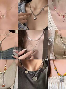 钛钢项链卫衣毛衣链男士潮牌百搭小众设计感痞帅配饰几何项链