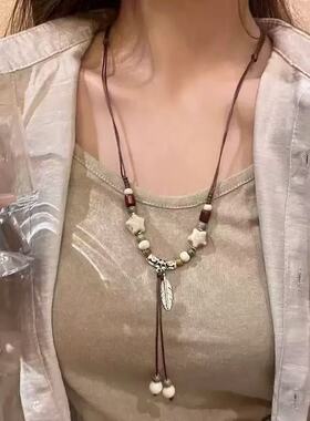 钛钢项链卫衣毛衣链男士潮牌百搭小众设计感痞帅配饰几何项链