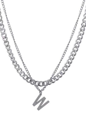 新款无性别中性风双层星芒嘻哈男士项链感钛钢不掉色日常项链