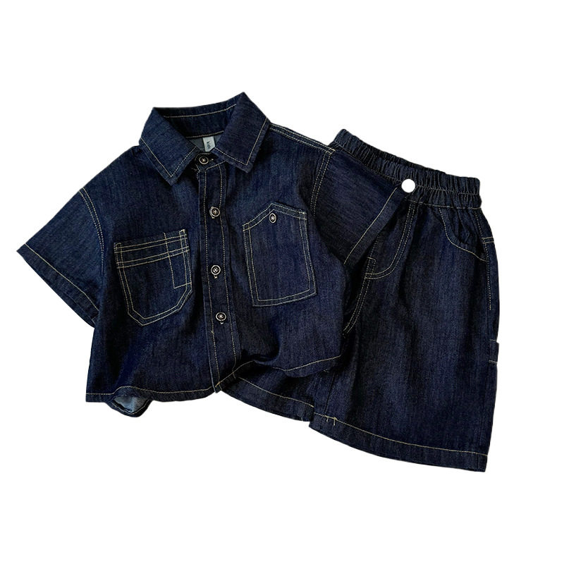 男童牛仔套装短袖衬衫2026新款宝宝帅气夏装时髦衬衣洋气两件套潮,童装/婴儿装/亲子装,儿童运动套装,淘宝优惠券,粉丝福利购,淘宝优惠卷