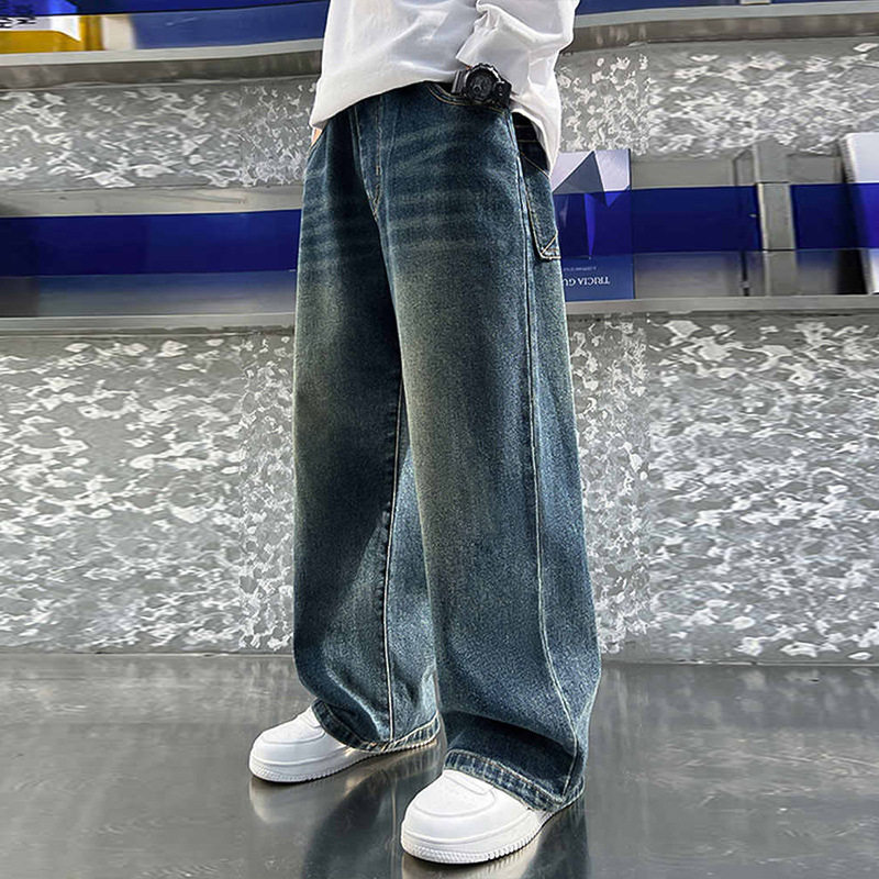 天才鲸男童牛仔裤春秋韩版新款儿童阔腿童装裤子秋装男孩复古长裤,童装/婴儿装/亲子装,儿童牛仔裤,淘宝优惠券,粉丝福利购,淘宝优惠卷