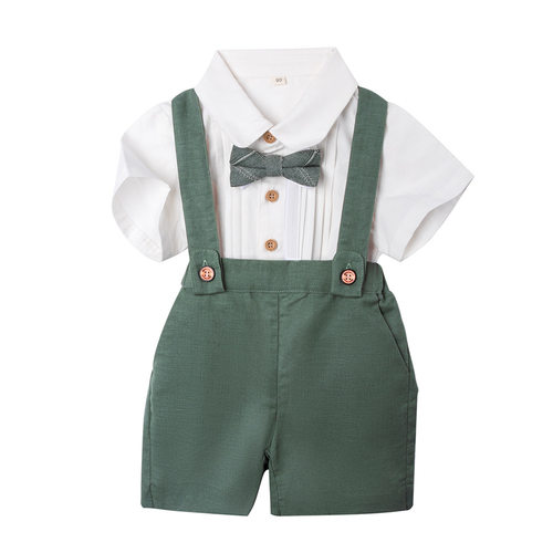 男童短袖背带裤套装夏季中小童幼儿园六一演出服宝宝生日周岁礼服