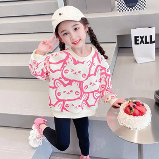 女小中童卫衣春秋季2025新款儿童洋气时髦宝宝长袖宽松打底衫上衣