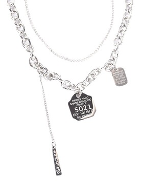 欧美爆款ins嘻哈5021字母数字钛钢吊坠项链女双层朋克潮牌项饰男