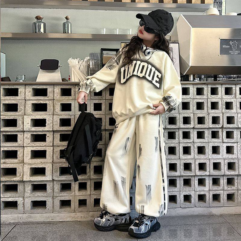 女童韩版休闲套装中大童春秋新款洋气字母宽松卫衣时髦长裤两件套,童装/婴儿装/亲子装,儿童运动套装,淘宝优惠券,粉丝福利购,淘宝优惠卷