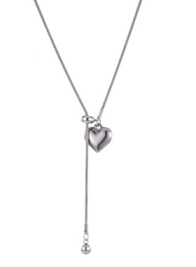 简约银色爱心吊坠项链女秋冬轻奢感钛钢抽拉式长款毛衣链配饰