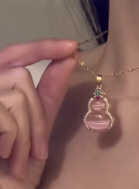 复古葫芦钛钢项链女ins风跨境欧美镶嵌锆石时尚简约锁骨链