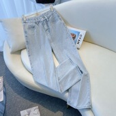 日系水洗浅蓝色牛仔裤 子 ins潮牌宽松直筒休闲长裤 男2025秋季 新款